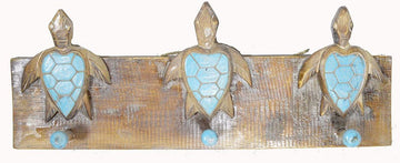 Faire-White Elephant turtle towel rack Sea Turtle Hand Carved Wall Towel or Coat Rack